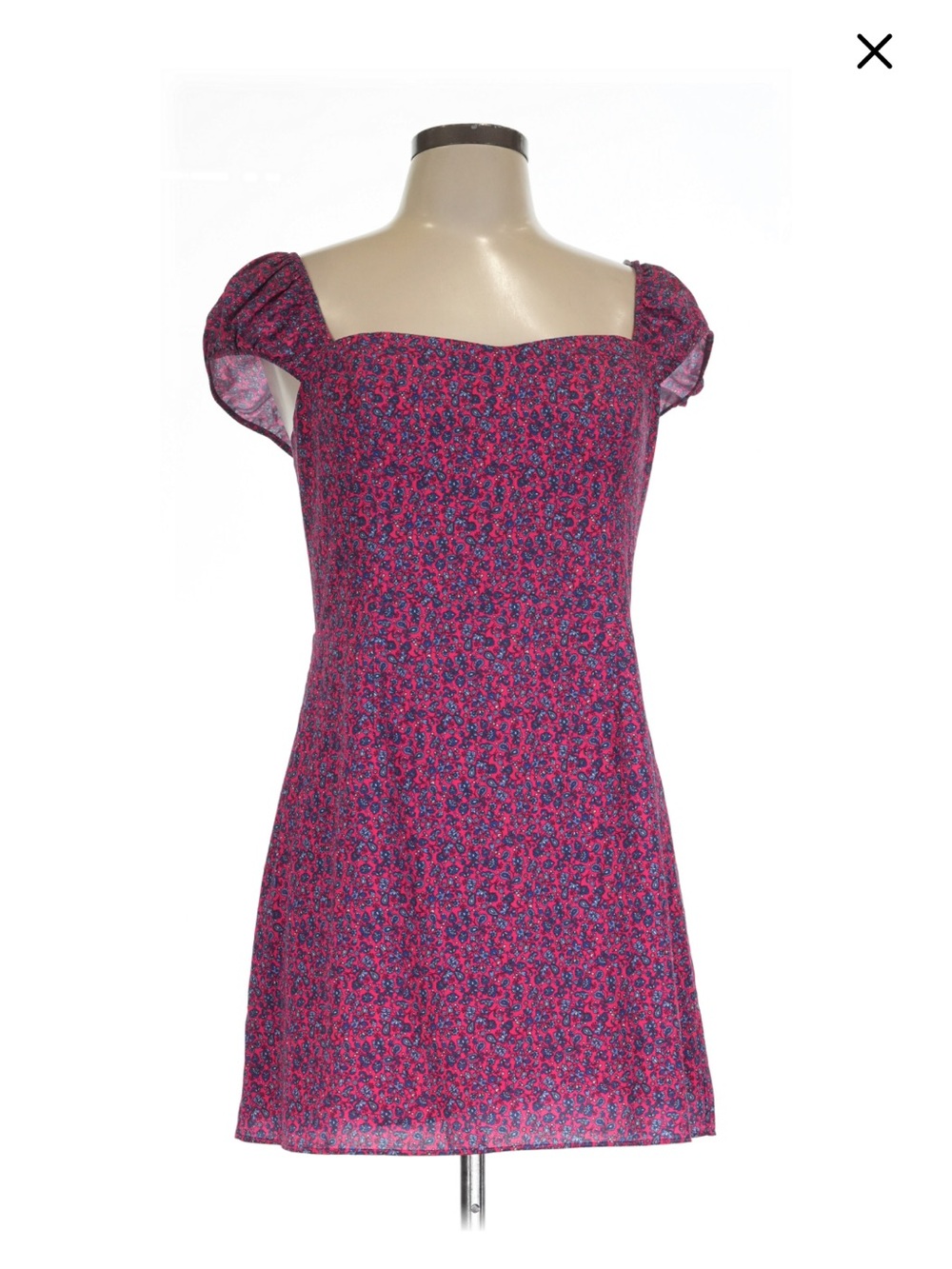 French Connection Pink Floral Square-Neck Mini Dress